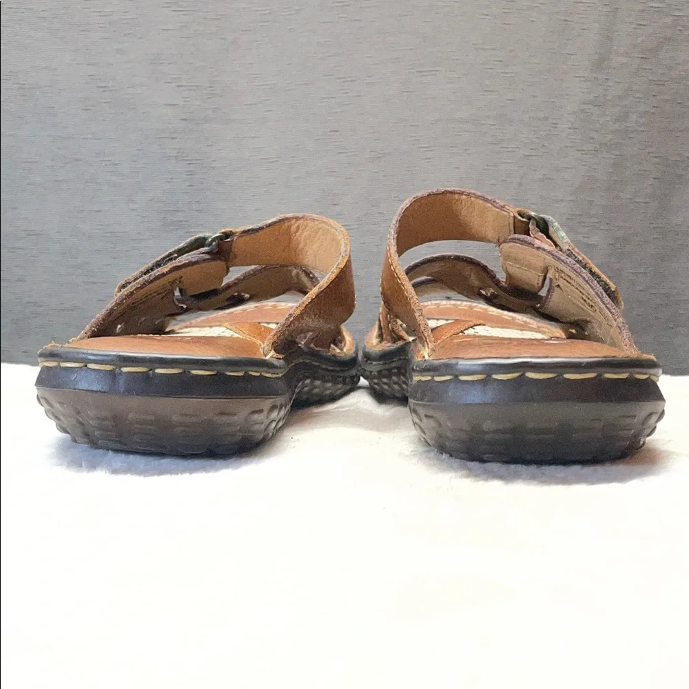 Born Brown Leather Slide‎ Sandals